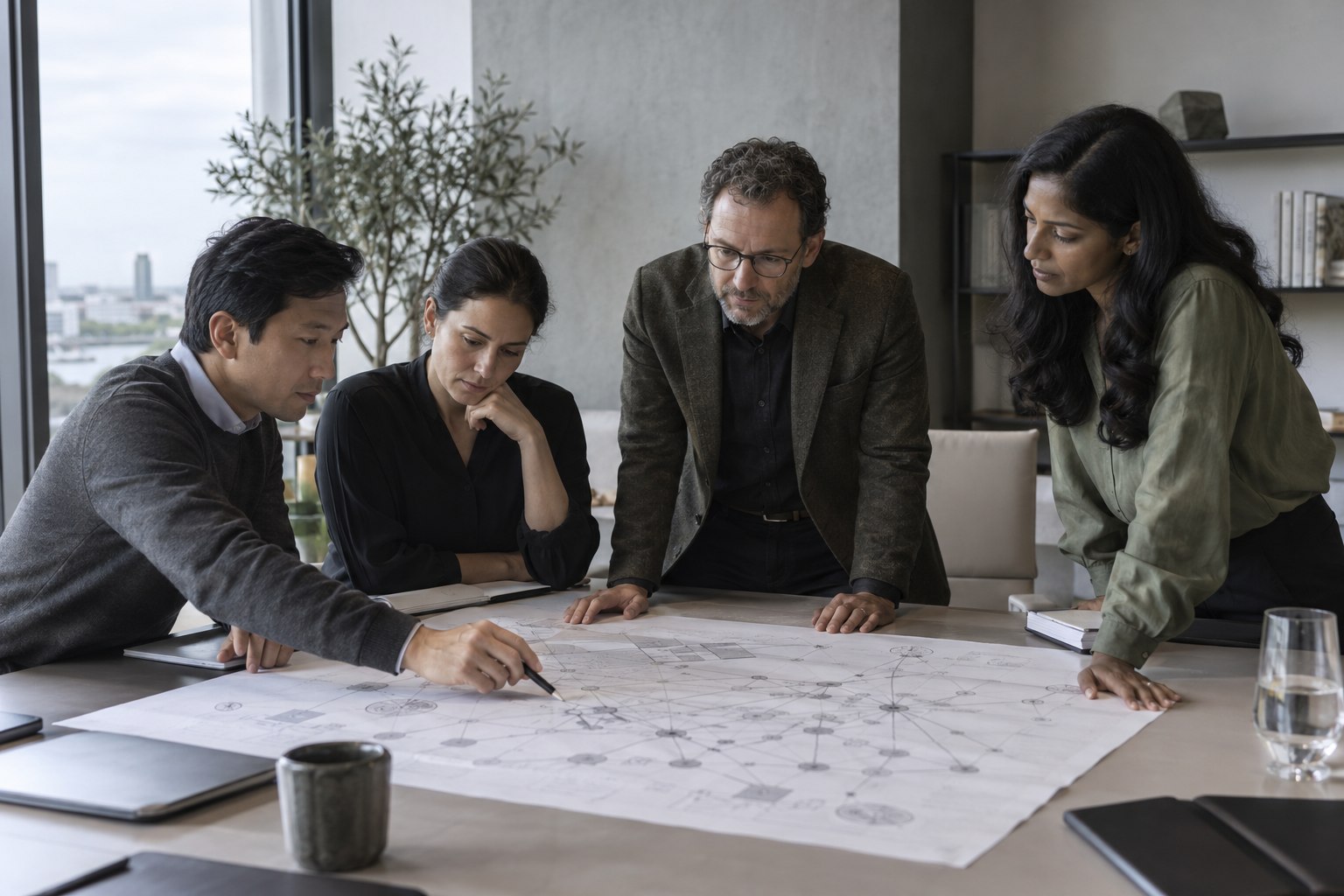 AI-generated illustrative concept: Architecture review & project management