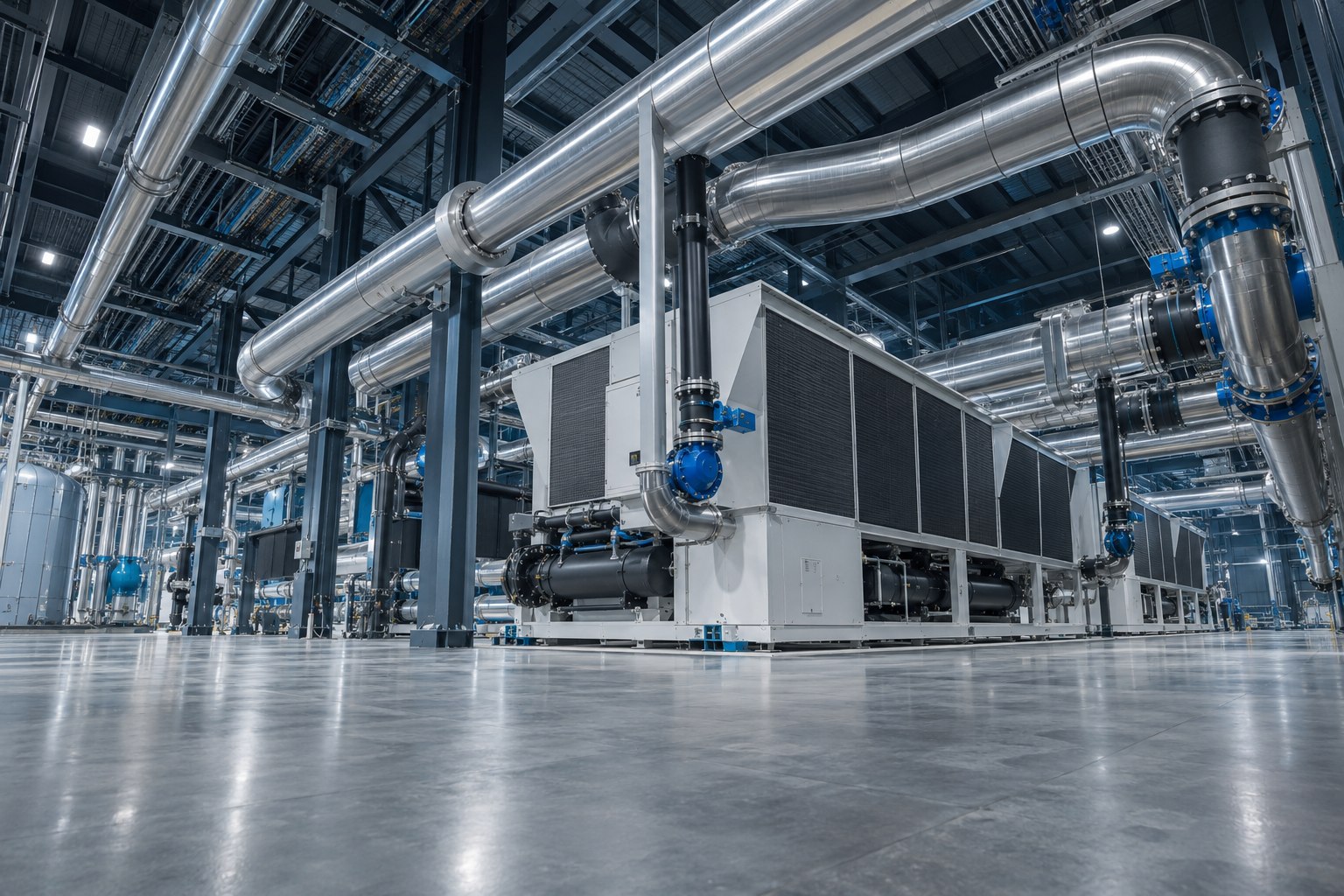 AI-generated illustrative concept: Industrial cooling plant