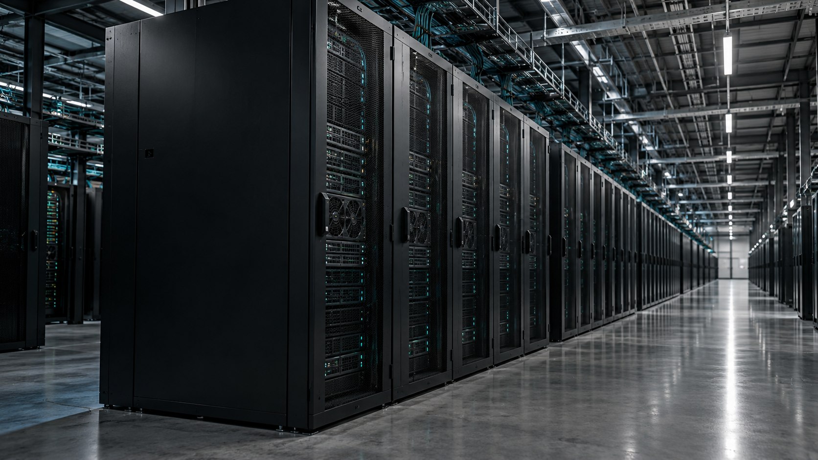 AI-generated concept of a high-density data center aisle