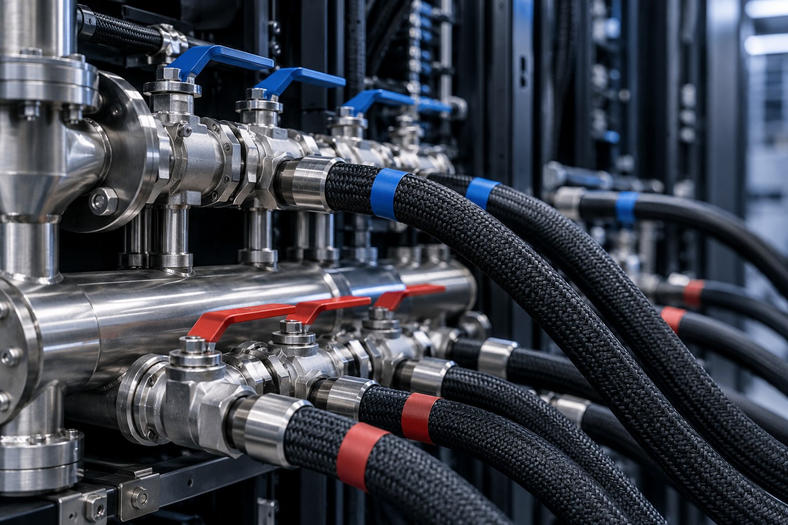 AI concept of a direct liquid cooling cold plate assembly
